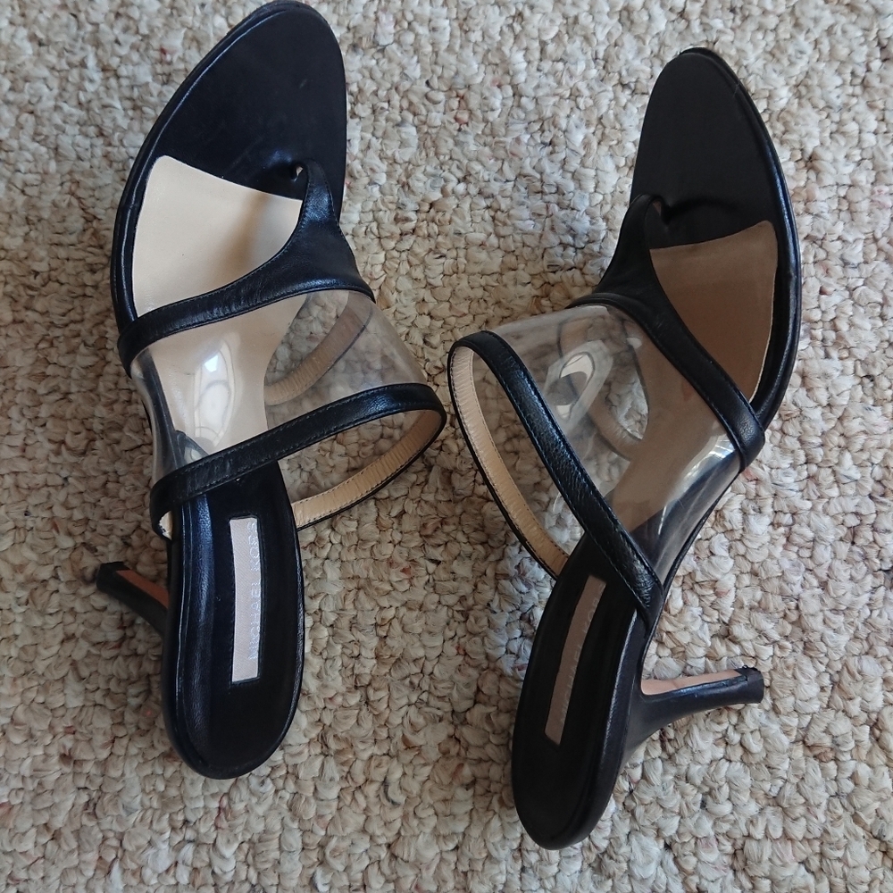 MICHAEL KORS Black Leather thong tantra slide sandals size 5 - Picture 2 of 12